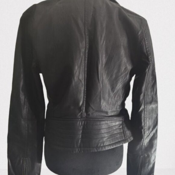 Blank NYC Short FAUX Leather Women's Biker Jacket Size Small Black - Picture 6 of 10